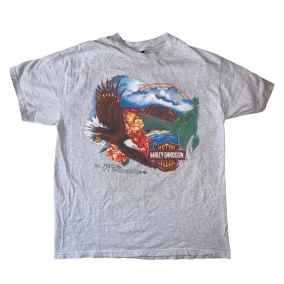 Vintage Harley Davidson Shirt / Eagle Hawaii Tee Shirt Large L Y2K - Picture 3 of 15